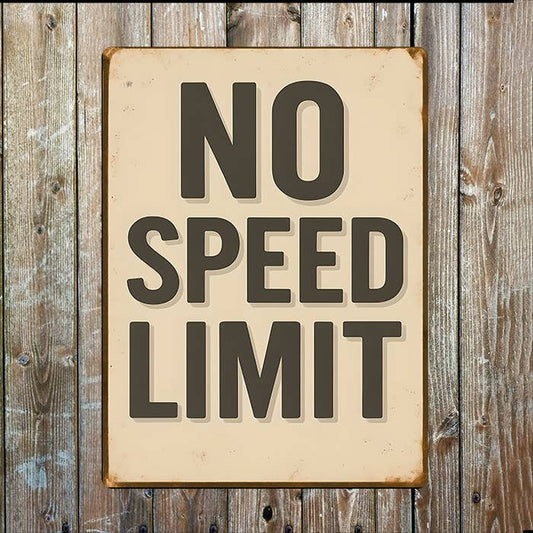 No Speed Limit | Freedom In Life | Metal Sign Plaque