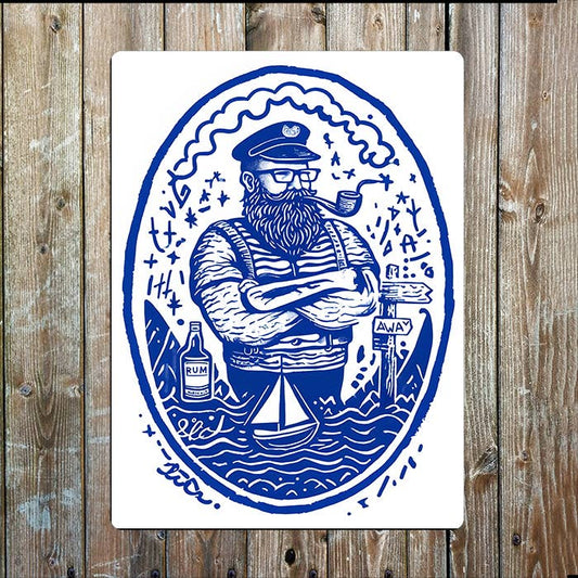 Folk Art Illustration Sailor Sea Nautical | Metal Sign Plaque