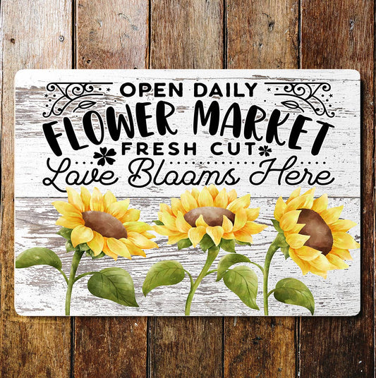 Sunflowers Flower Farm Market Wall Metal Sign Plaque