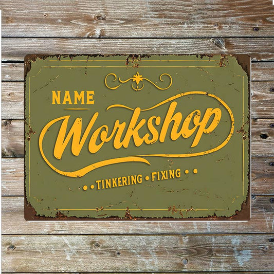 Workshop Fixing Name Custom Personalised | Metal Wall Sign