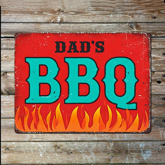 Dad's BBQ Flames | Father's Day | Metal Sign Plaque