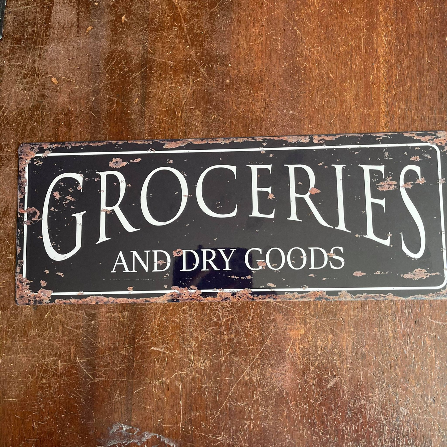 Groceries & Dry Good Distressed - | Metal Sign