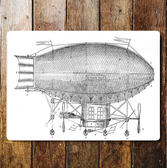 Vintage Air Ship Le Poisson Volant | Metal Sign Plaque