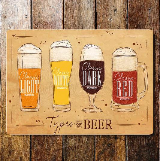 Types Of Beer Alcohol | Metal Wall Sign