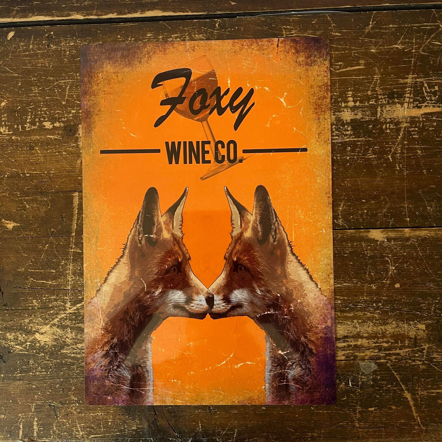 Foxy Wine Co. Brewery Style Animal | Metal Sign