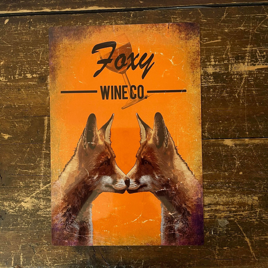 Foxy Wine Co. Brewery Style Animal | Metal Sign