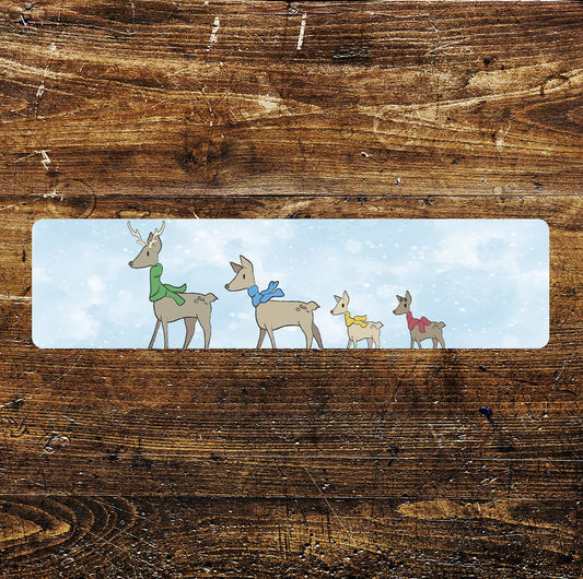 Reindeer Family Christmas Sign Metal Long Sign Plaque
