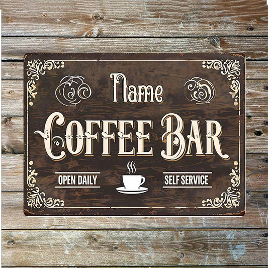 Coffee Bar Name Custom Personalised | Metal Wall Sign
