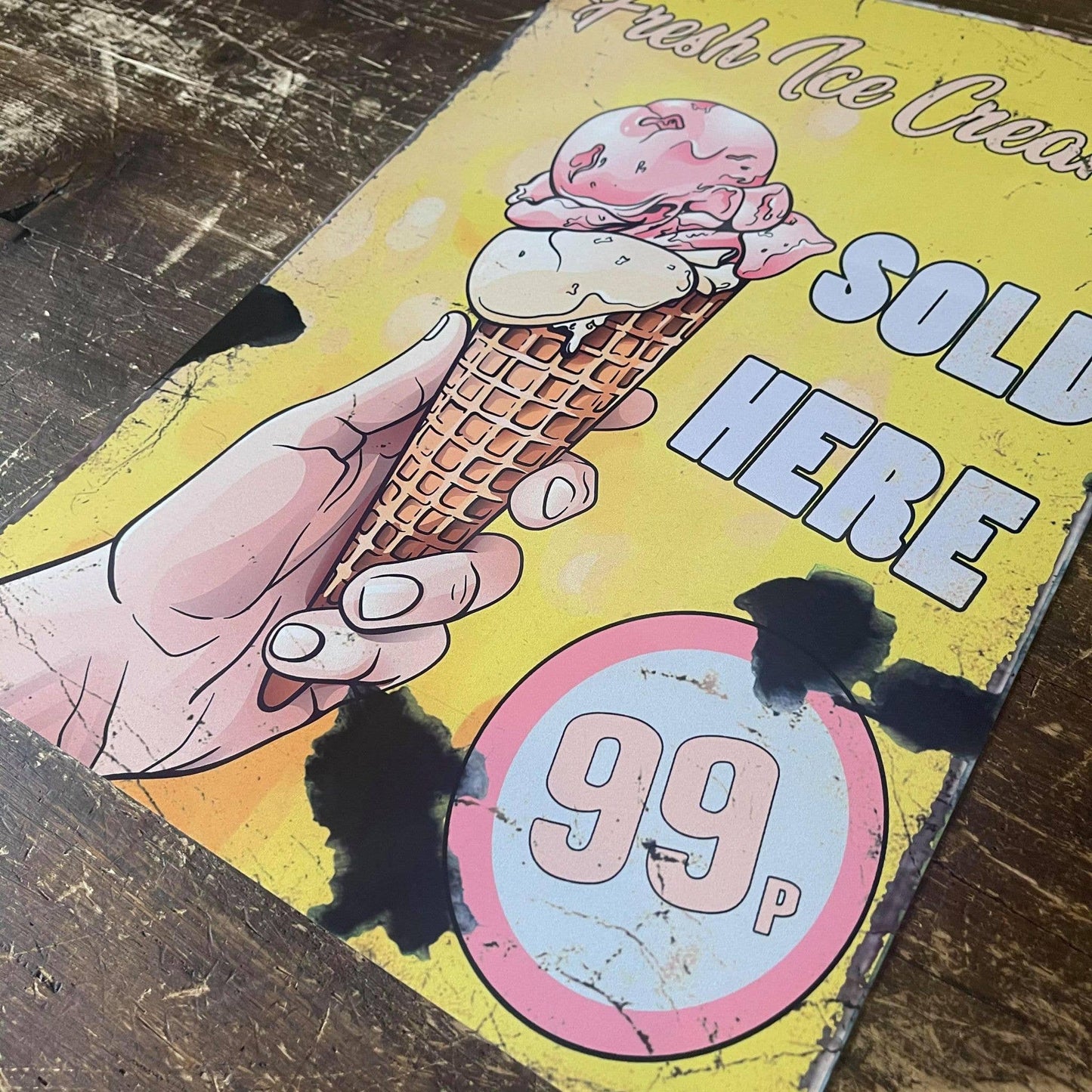 Fresh Ice Cream Sold Here 99p | Metal Sign