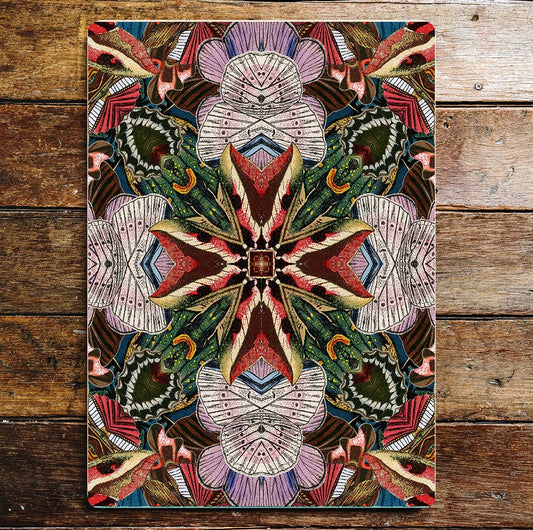 Red And Pink Butterfly Abstract Pattern Metal Sign Plaque