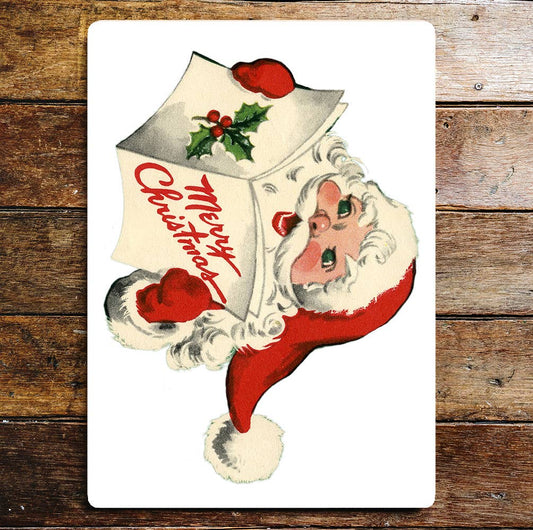 Santa Head Retro Christmas Metal Wall Sign
