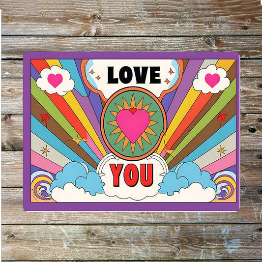 Bright Pop Art Love You Heart | Metal Sign Plaque