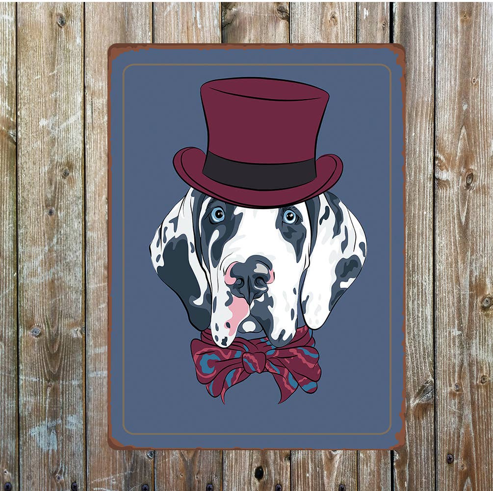 Great Dane Harlequin top hat lifestyle | Metal Sign Plaque