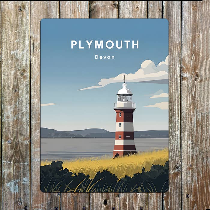 Travel Poster Plymouth's Coast Sea | Metal Sign Plaque