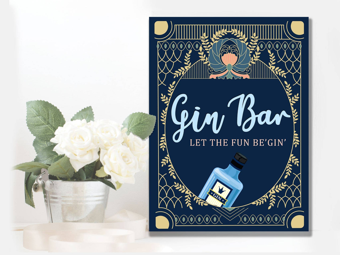 Wedding Gin Bar Art Deco | Metal Wall Sign
