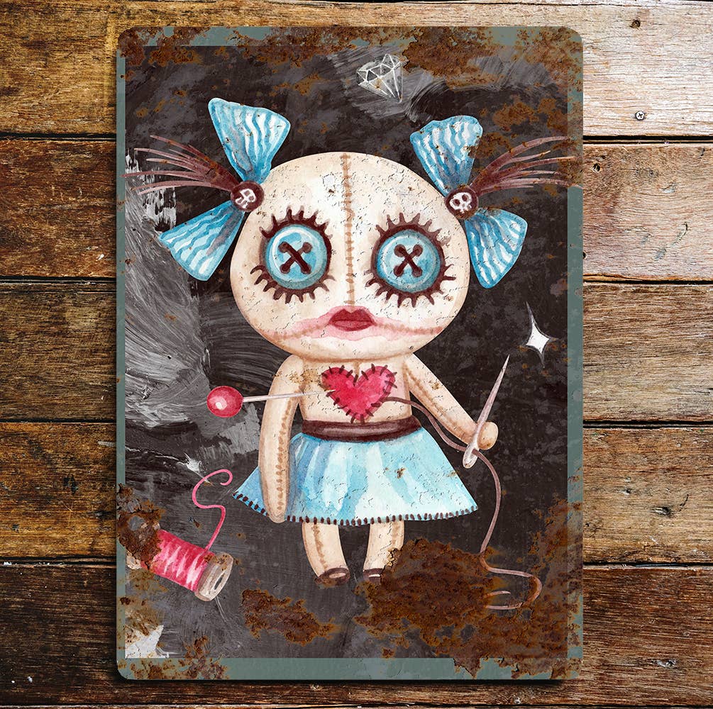 Halloween Watercolor Voodoo Girl | Metal Wall Sign Plaque