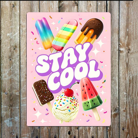 Ice Cream Stay Cool | Metal Sign Plaque