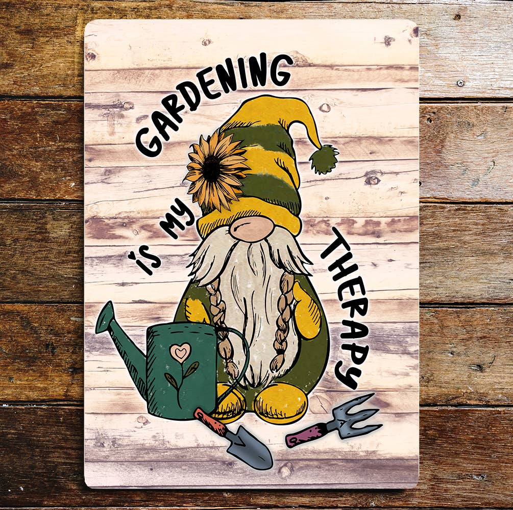 Gardening is my Therapy Gonk | Metal Sign Plaque