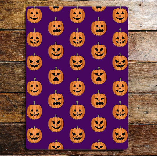 Pumpkin, purple Halloween lifestyle art Metal Sign Plaque
