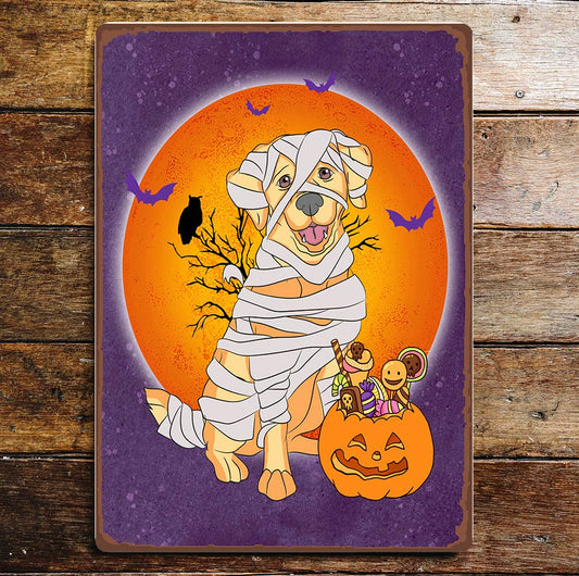 Halloween Labrador Mummie Art | Metal Sign Plaque
