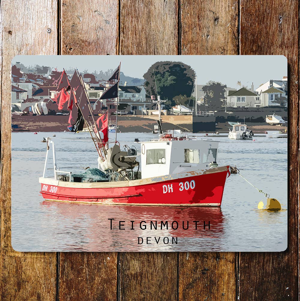 Teignmouth Boat Devon Travel Metal Wall Sign Plaque