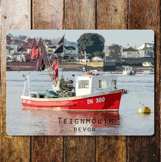 Teignmouth Boat Devon Travel Metal Wall Sign Plaque
