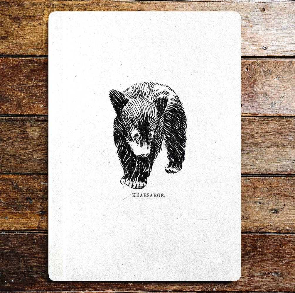 Cute Bear Cub Walking Black And White | Metal Sign Plaque