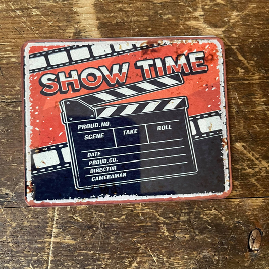 Retro Show Time Film Metal Travel Wall Sign