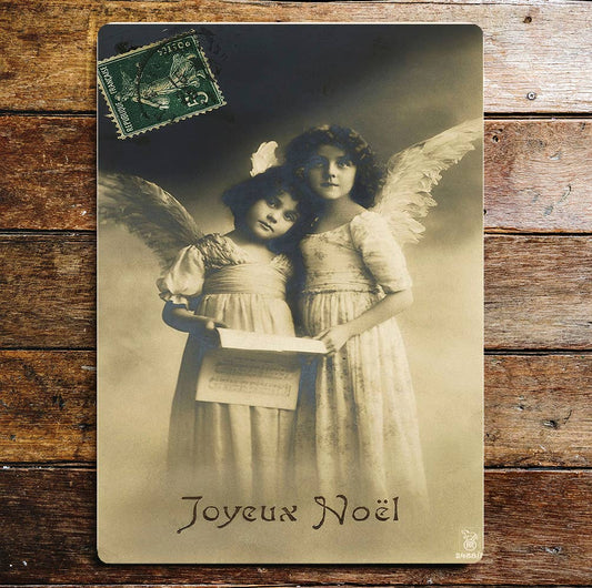joyeux noel Christmas angel Wall | Metal Sign Plaque