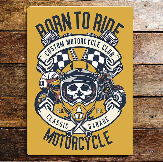 Born to ride motorcycle club garage | Metal Sign plaque