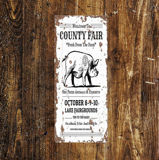 Vintage County Fair Pig Art | Metal Sign
