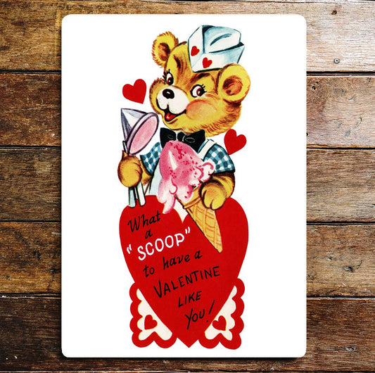 Valentine Ice cream scoop Bear | Metal Sign
