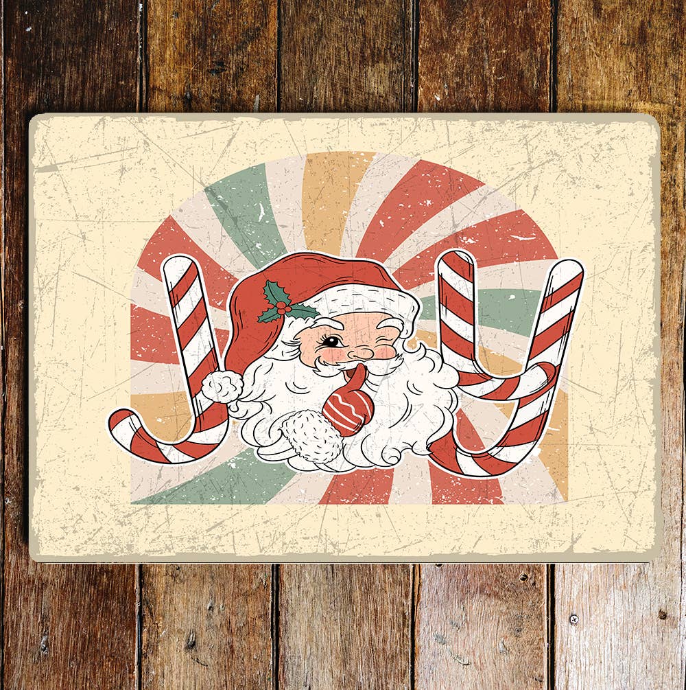 JOY SANTA Christmas | Metal Wall Sign Plaque