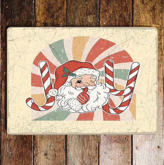 JOY SANTA Christmas | Metal Wall Sign Plaque