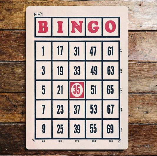 Vintage Bingo Card Red 35 | Metal Sign Plaque