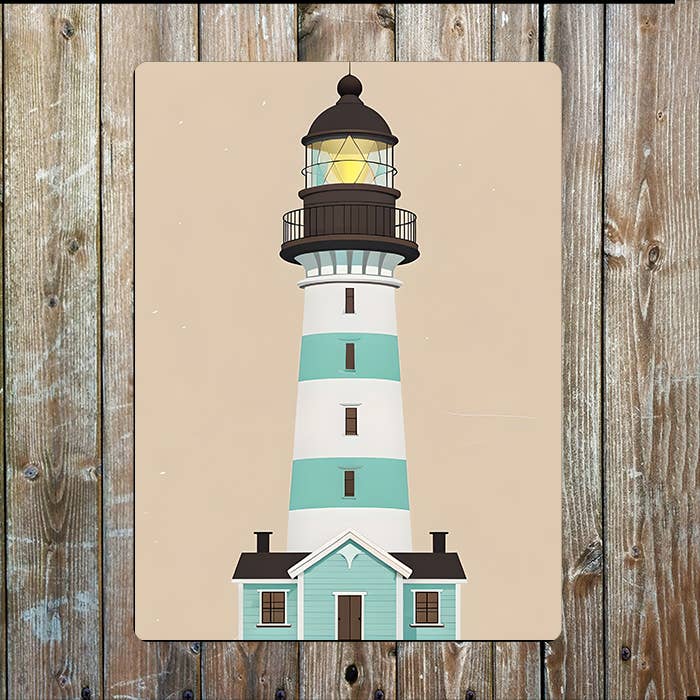 Green Lighthouse Sea Nautical | Metal Sign Plaque