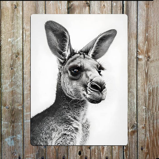 Black & White Kangaroo | Metal Sign Plaque