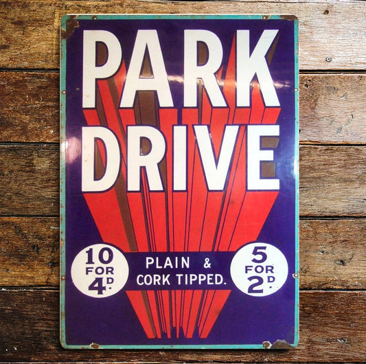 Park Drive Plain & Cork Tipped Metal Sign