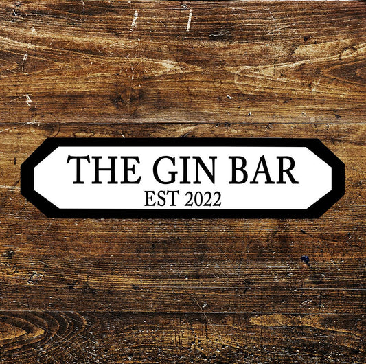 The Gin Bar Sign Metal Long Sign Plaque