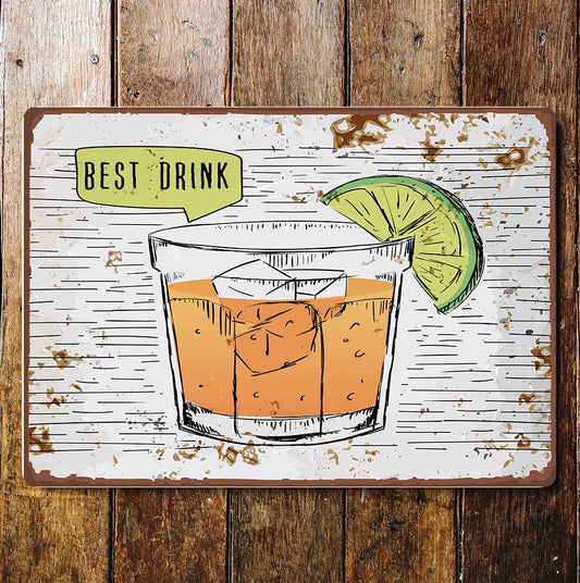 Best Drink Whiskey Cocktail Lime | Metal Wall Sign