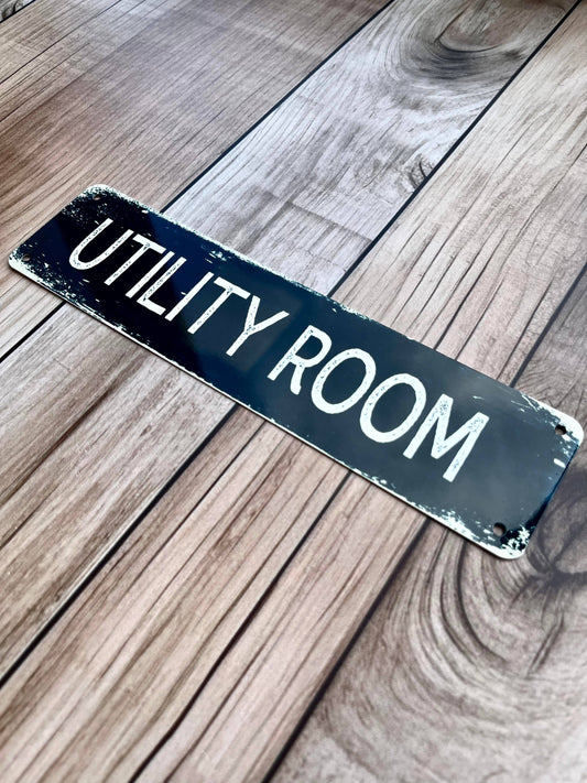 Utility Room | Metal Sign Plaque Long