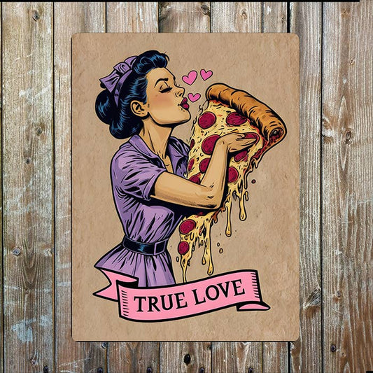 True Love Pizza Kitchen Retro | Metal Sign Plaque