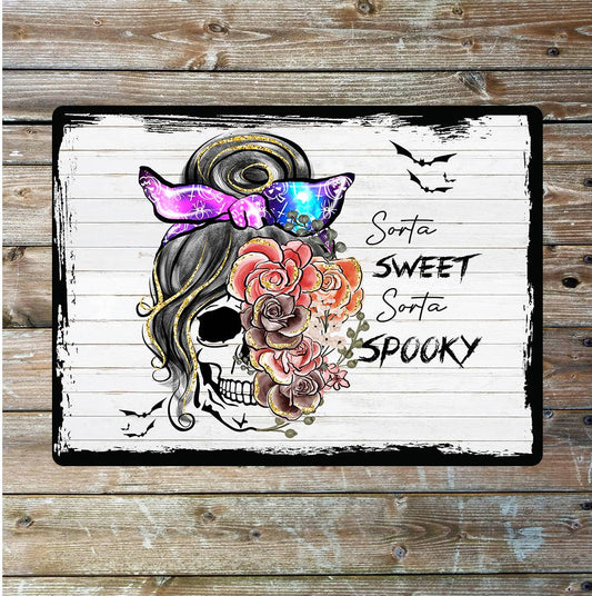 Witch skull flowers art | Metal Sign Plaque