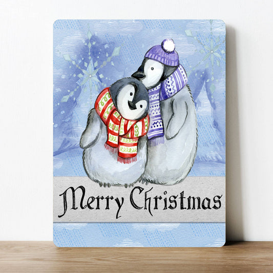 Penguin Merry Christmas | Metal Sign Plaque