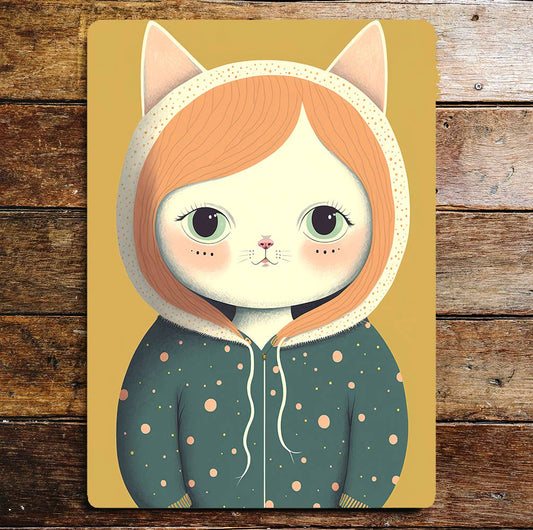 Cat Girl Spotty Jacket Ears | Metal Sign Plaque