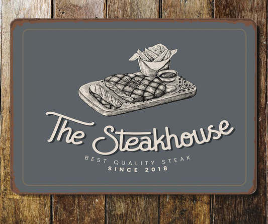 Steak House Pub Home Bar Metal Sign Plaque