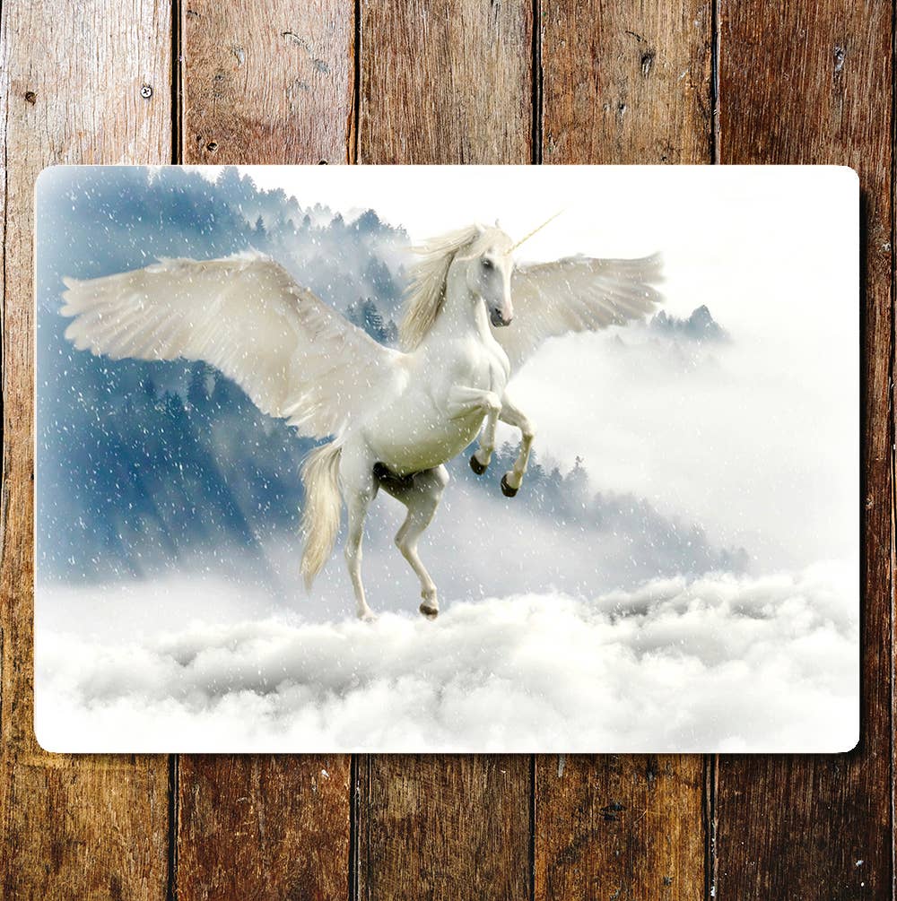 Unicorn Flying Sky Mystical Mythical | Metal Sign Plaque