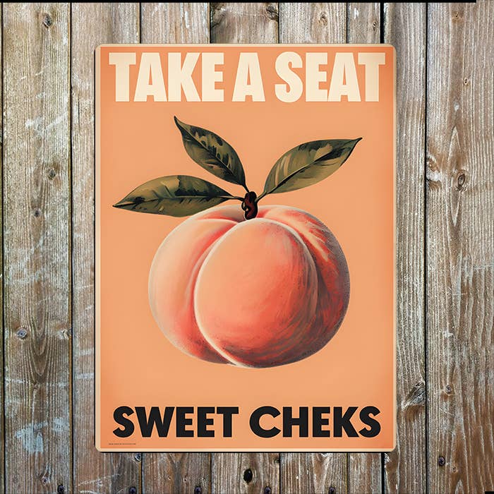 Take A Seat Sweet Cheks | Peach | Metal Sign Plaque