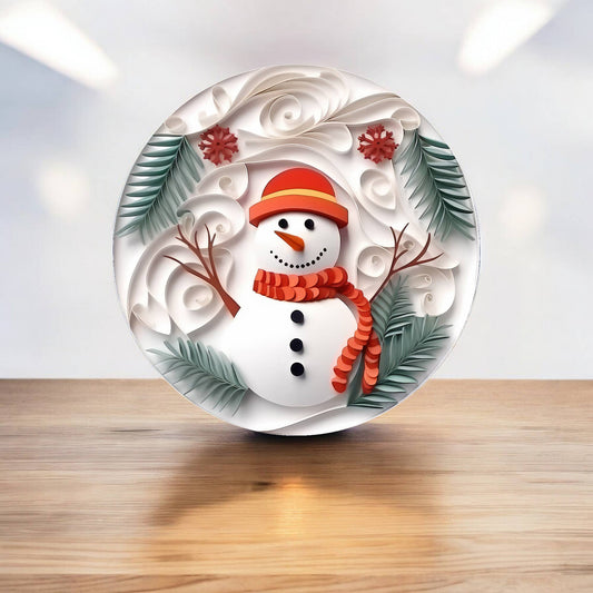 Frosty Snowman Christmas Decoration Circle Metal Sign