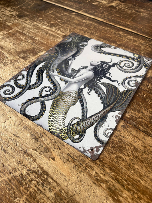 Mermaid Octopus | Metal Sign Plaque Sea Bathroom 3